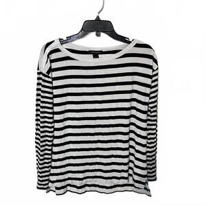White House Black Market Preppy Minimalist Womens Long Sleeve Striped Top Small